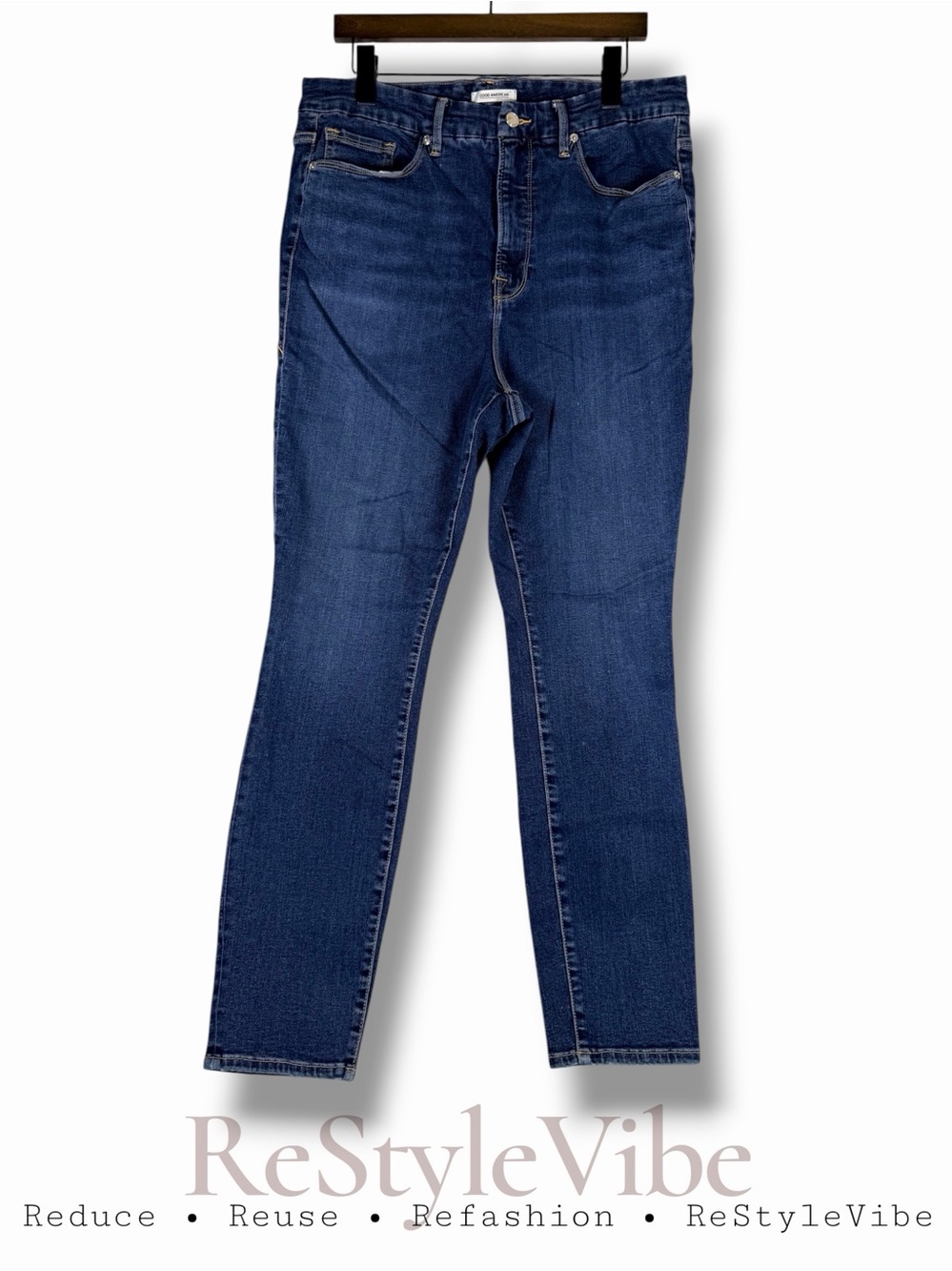 GOOD AMERICAN Women’s Size 18 Denim Jeans Good Legs Crop Fit High Rise Stretch